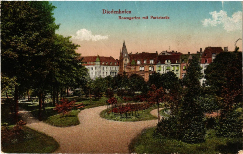 Carte postale ancienne Diedenhofen - Rosengarten mit Parkstrasse