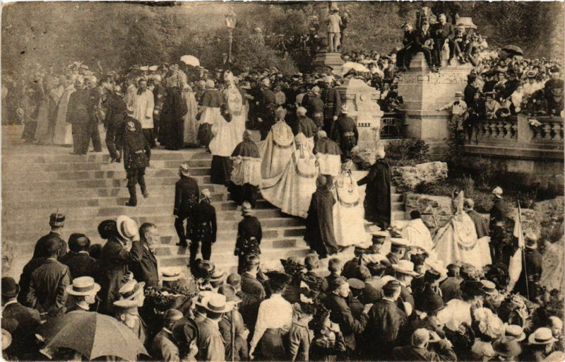 Carte postale ancienne Metz 11. 8. 1907 18. Euch.kongress Prozession 18e Congres Euch. à Metz