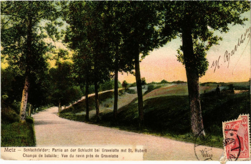 Carte postale ancienne Metz - Schlachtfeldder : Partie an der Schlucht bet Gravotte à Metz