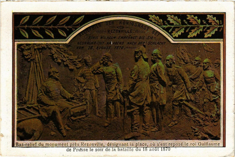 Carte postale ancienne Bas-relief du de Prusse le soir de la bataille du 18 aout 1870