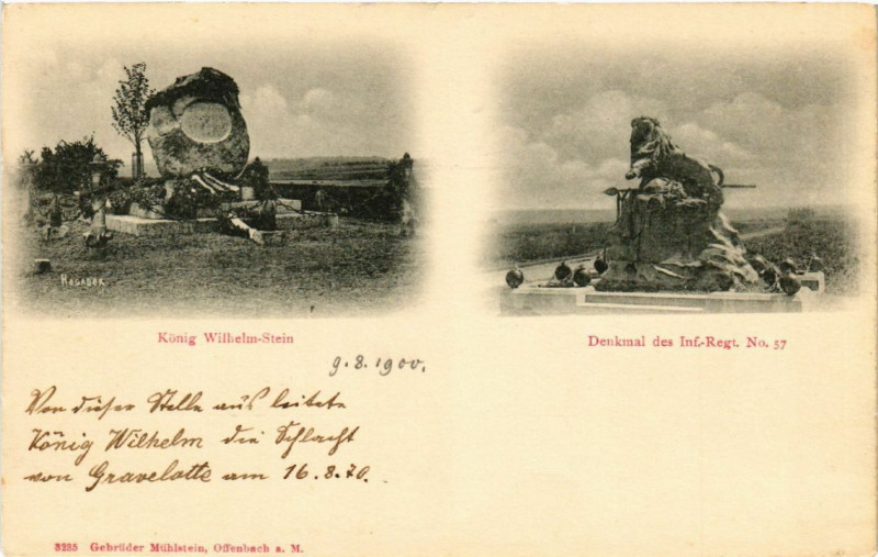Carte postale ancienne Konig Willhelm-Stein - Denkmal des Inf.-Regt.