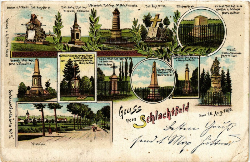 Carte postale ancienne Gruss vom Schlatfeld vom 16 Aug. 1870