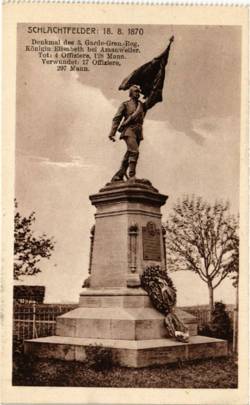 Carte postale ancienne Denkmal des 3. Garde-Gren-Reg. Konigin Elisabeth bei Amanweiler