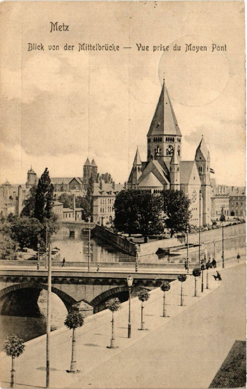 Carte postale ancienne Metz Blick von der Mittelbrucke à Metz