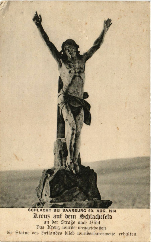 Carte postale ancienne Schlacht bei Saarburg 20. Aug 1914 Kreus auf dem Schlachtfeld