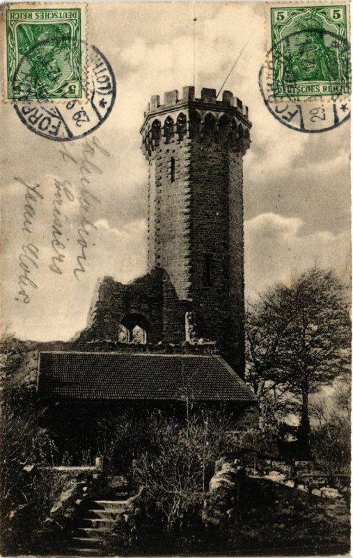 Carte postale ancienne Forbach i Lothr Turn Saareck mit Ruine à Forbach