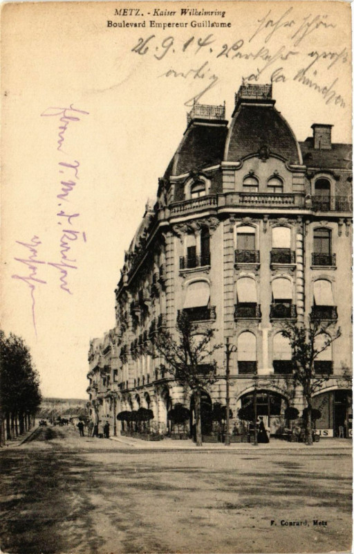 Carte postale ancienne Metz - Kaiser Wilhelmring Boulevard Empereur Guillaume à Metz