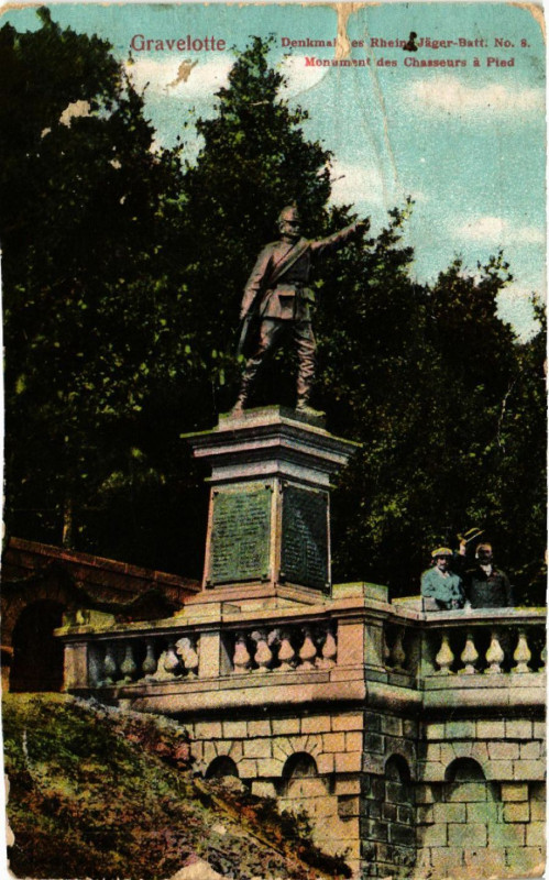 Carte postale ancienne Gravelotte Denkmal des Rhein-Jager-Batt No. 8. à Gravelotte