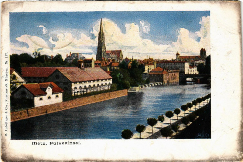 Carte postale ancienne Metz Pulverinsel à Metz