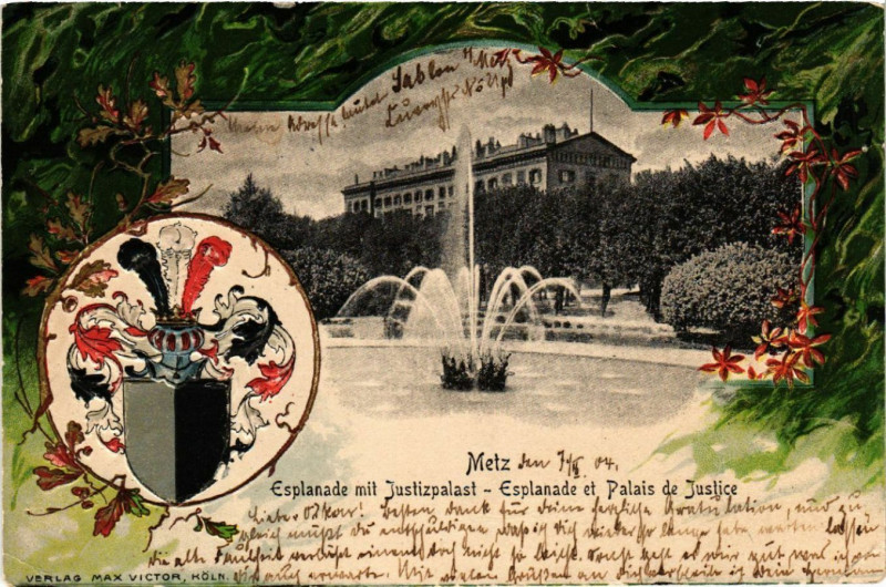 Carte postale ancienne Metz Esplanade mit Justizpalast à Metz