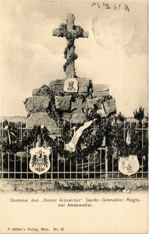 Carte postale ancienne Denkmal Kaiser Alexander Garde-Grenadier-Regts b. Amanwelier
