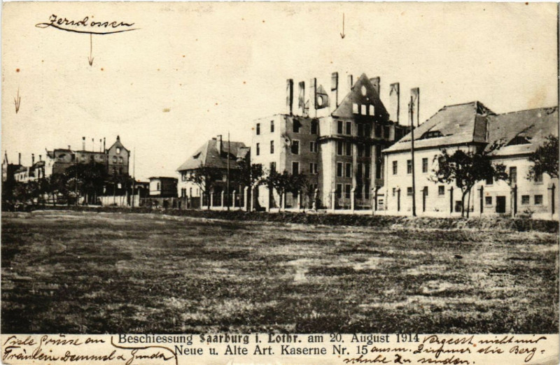 Carte postale ancienne Sarrebourg - Saarburg i. L. - Neue u. Alte Art. Kaserne Nr. 15 à Sarrebourg