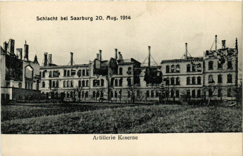 Carte postale ancienne Sarrebourg Saarburg i. L. Artillerie Kaserne Schlacht 1914 à Sarrebourg