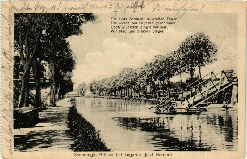 Carte postale ancienne Lagarde - Gerden - Gesprengte Brucke à Lagarde