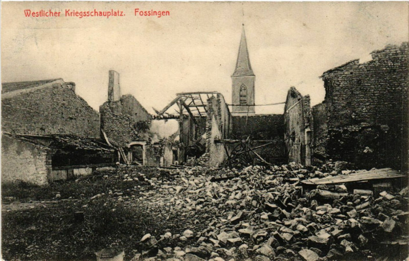 Carte postale ancienne Fossingen - Fossieux - Westlicher Kriegsschauplatz - Ruines à Fossieux
