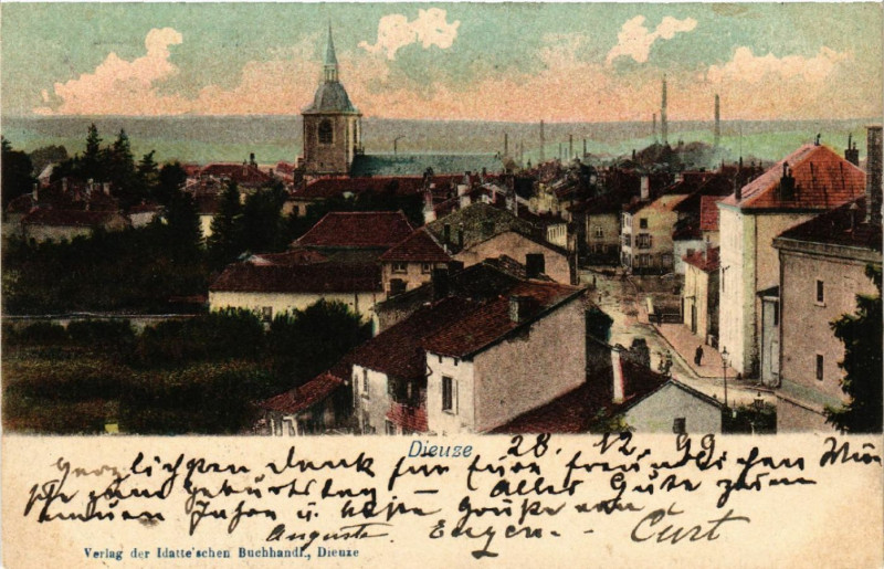 Carte postale ancienne Dieuze - Duss i. L. - Vue - Scene à Dieuze