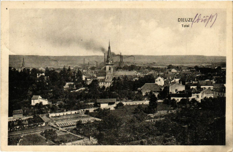 Carte postale ancienne Dieuze - Duss i. L. - Total - Panorama à Dieuze