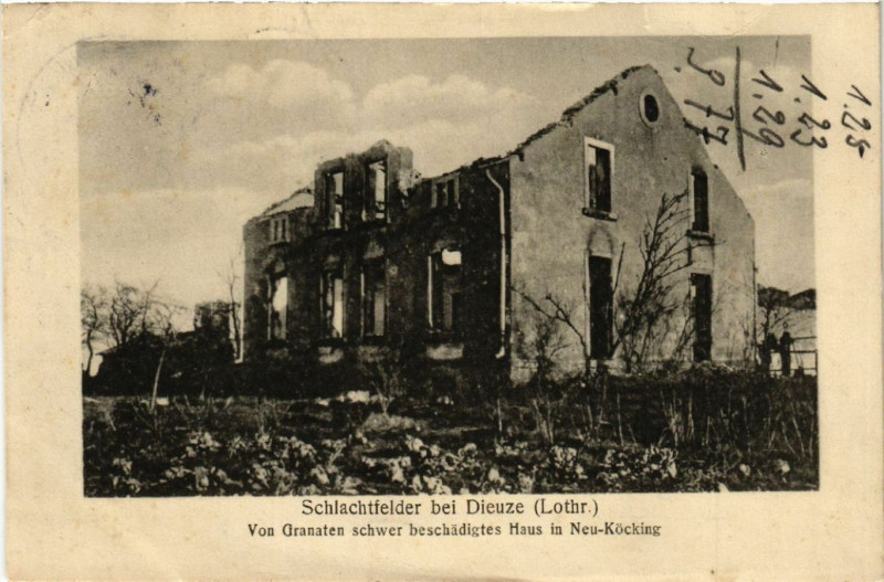 Carte postale ancienne Dieuze - Duss i. L. - Neu-Kocking - Haus Ruines à Dieuze