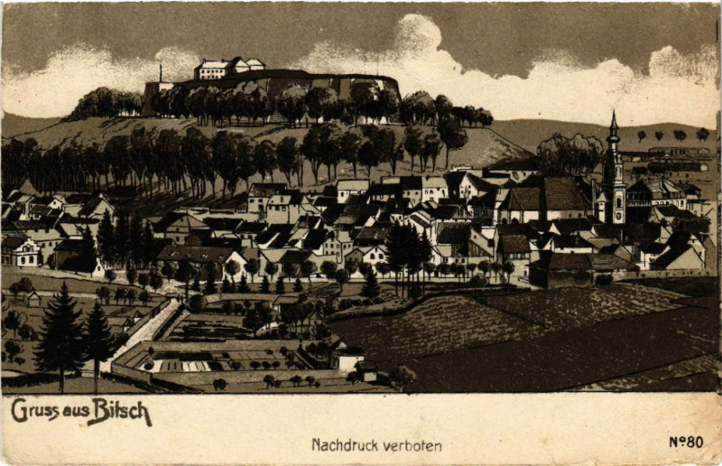 Carte postale ancienne Bitsch - Vue - Panorama