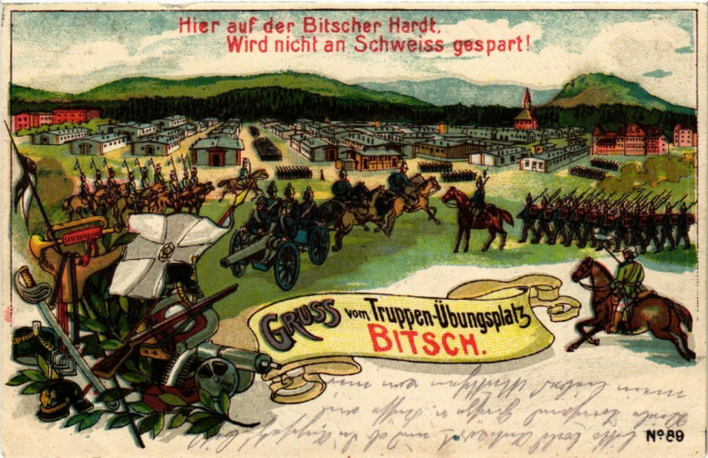 Carte postale ancienne Bitsch - Truppen-Ubungsplatz
