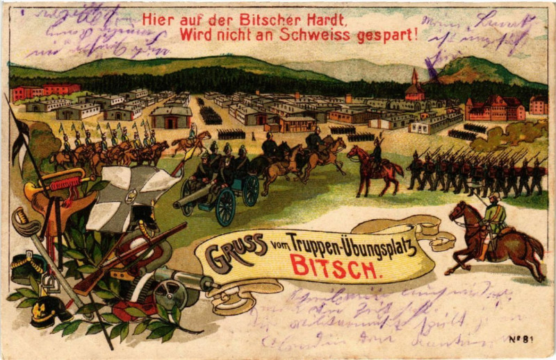 Carte postale ancienne Bitsch - Truppen-Ubungsplatz