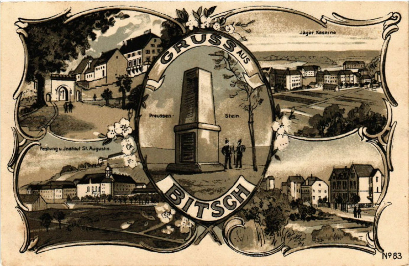 Carte postale ancienne Bitsch - Jager Kaserne - Festung - Scenes