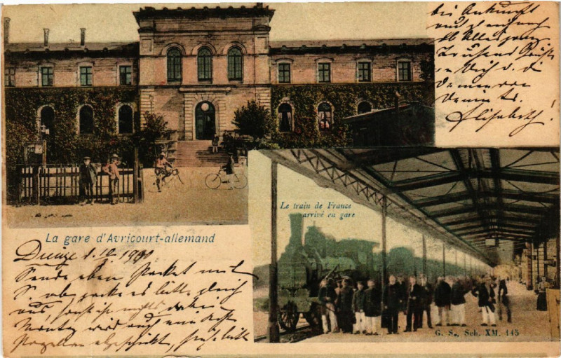 Carte postale ancienne Avricourt-Allemand - Deutsch-Avricourt - La Gare à Avricourt