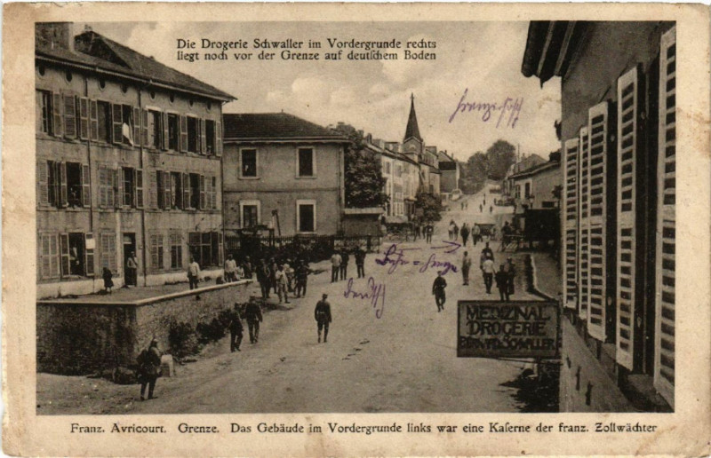 Carte postale ancienne Franz-Avricourt Grenze Das Gebaude im Vordergrunde links war ei à Avricourt