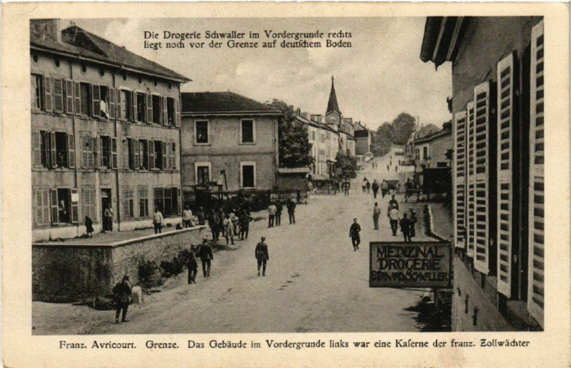 Carte postale ancienne Franz-Avricourt Grenze Das Gebaude im Vordergrunde links war ei à Avricourt