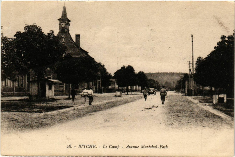Carte postale ancienne Bitche - Le Camp - Avenue Marechal-Foch à Bitche