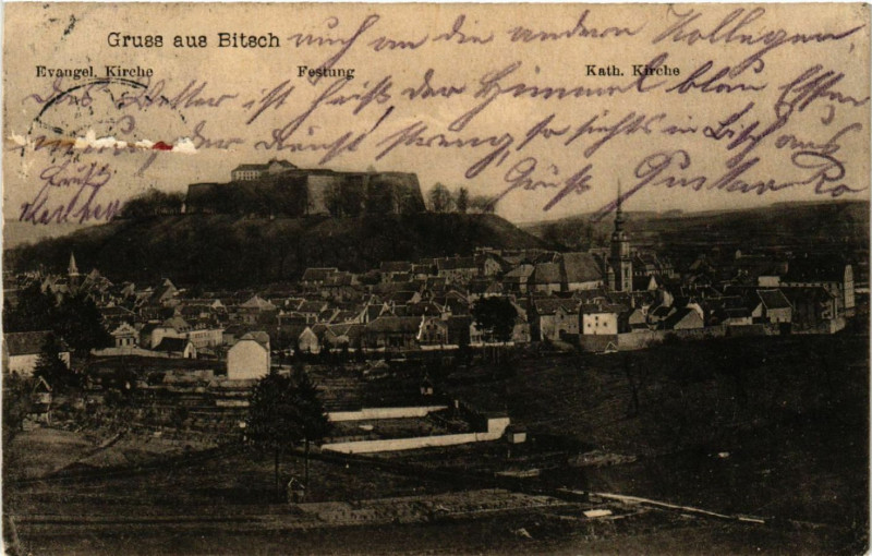 Carte postale ancienne Gruss aus Bitsch