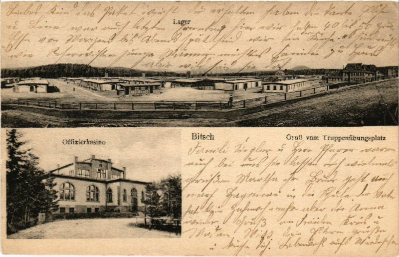 Carte postale ancienne Bitsch - Gruss vom Truppenubunsplatz
