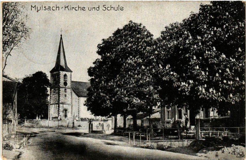 Carte postale ancienne Mulsach Kirche und Schule