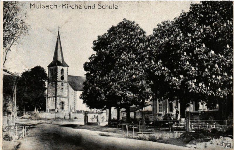 Carte postale ancienne Mulsach Kirche und Schule