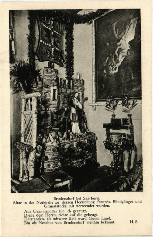 Carte postale ancienne Brudersdorf b. Saarburg Altar in Notkirche zu dessen Herstel