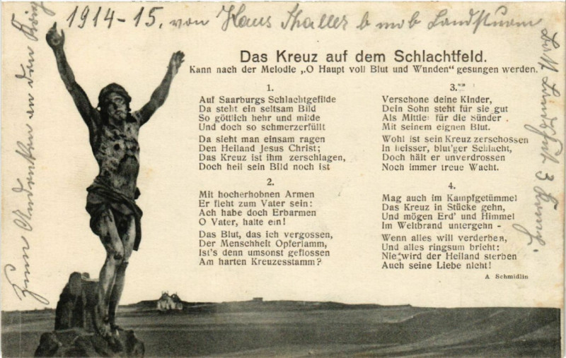 Carte postale ancienne Das Kreuz auf dem Schlachtfeld