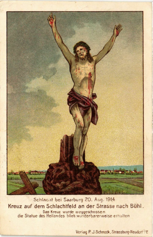 Carte postale ancienne Schlacht b. Saarburg 20 aug 1914 Kreuz auf dem Schlachtfeld