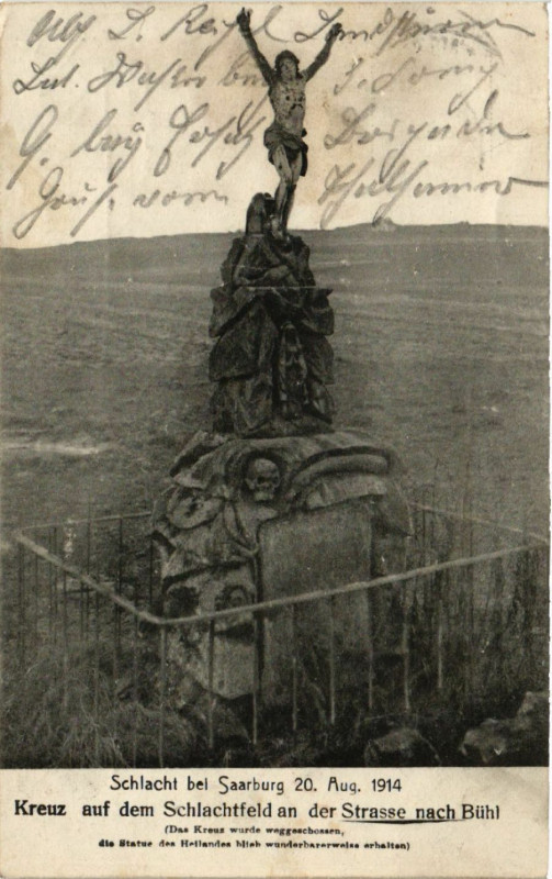 Carte postale ancienne Schlacht b. Saarburg 20 aug 1914 Kreuz auf dem Schlachtfeld