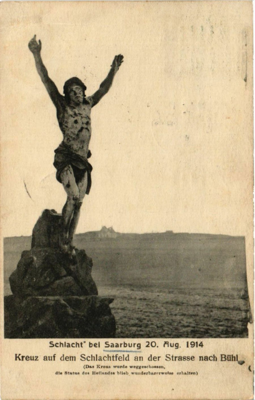 Carte postale ancienne Schlacht b. Saarburg 20 aug1914 Kreuz auf dem Schlachtfeld