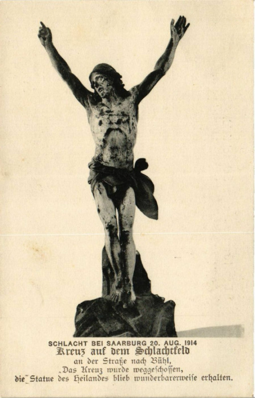Carte postale ancienne Schlacht bei Saarburg 20 aug 1914 - Kreuz auf dem Schlachtfeld