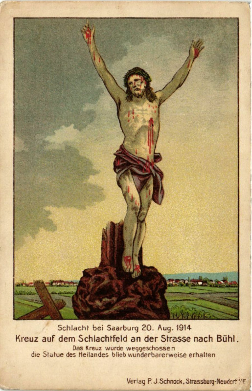 Carte postale ancienne Schlacht bei Saarburg 20 Aug 1914 - Kreuz auf dem Schlachfeld
