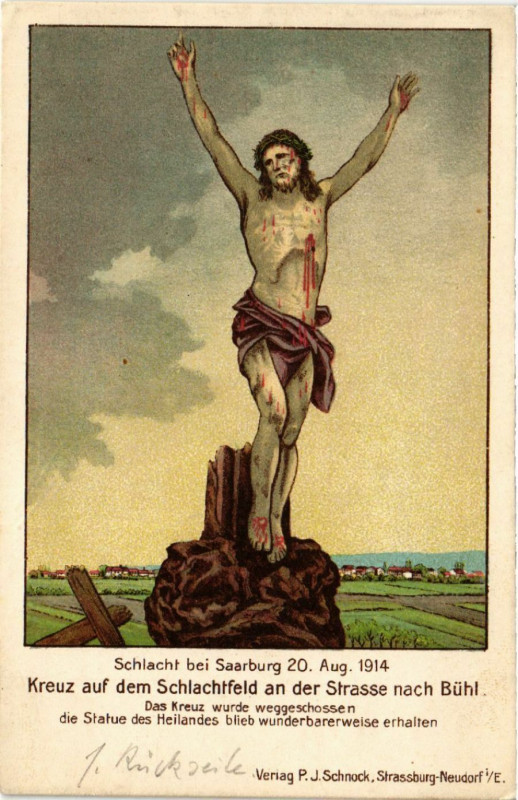 Carte postale ancienne Schlacht bei Saarburg 20 aug 1914 - Kreuz auf dem Schlachtfeld