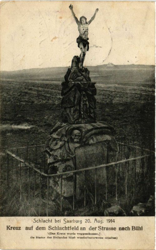 Carte postale ancienne Schlacht bei Saarrburg 20 aug 1914 Kreuz auf dem Schlachtfeld a