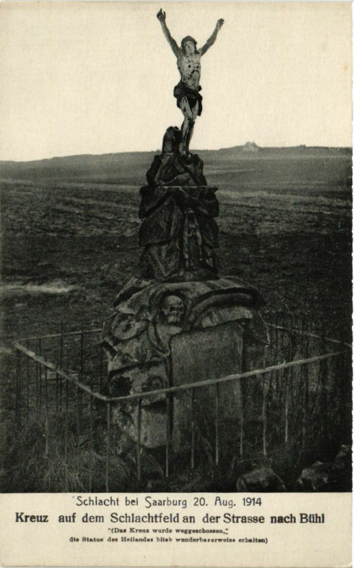 Carte postale ancienne Schlacht b. Saarburg 20 aug 1914 Kreuz auf dem Schlachtfield an