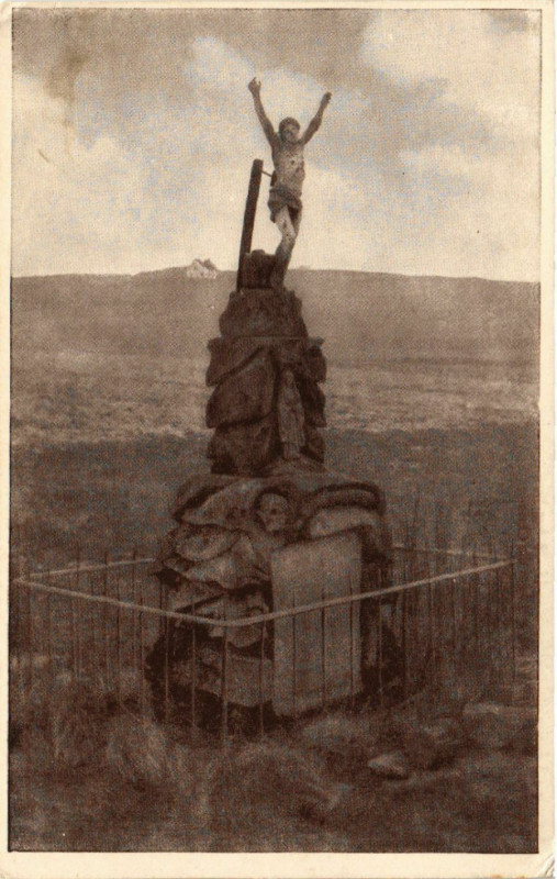 Carte postale ancienne Das Kreuz wurde zerschossen wahrend dir Christusfigur wunderbar
