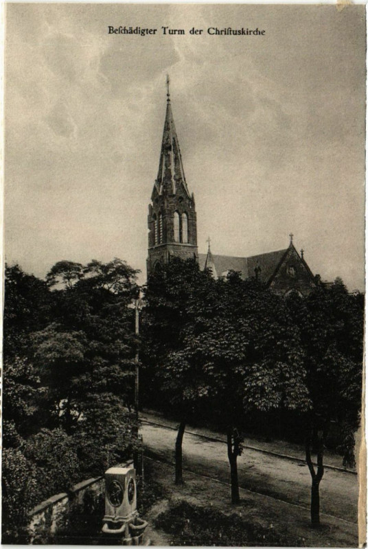 Carte postale ancienne Befchadigter Turm der Chriftuskirche
