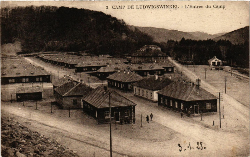 Carte postale ancienne Camp de Ludwigvuinskel - L'Entrée du Camp