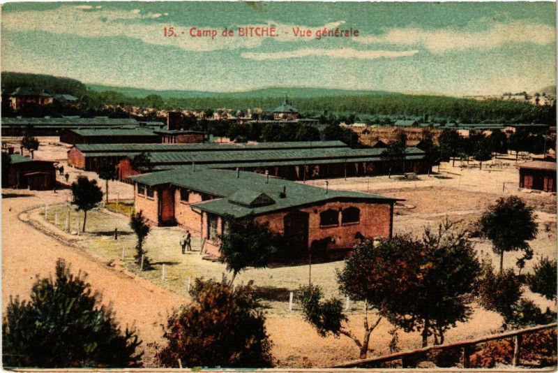 Carte postale ancienne Camp de Bitche - Vue générale à Bitche
