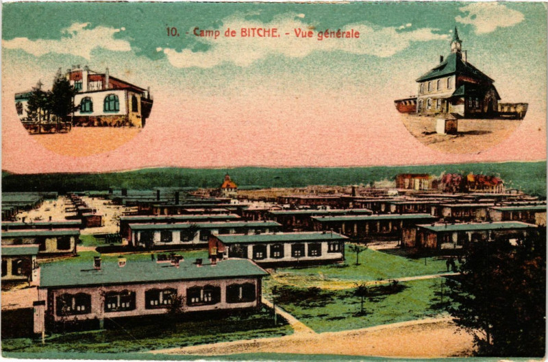 Carte postale ancienne Camp de Bitche - Vue générale à Bitche