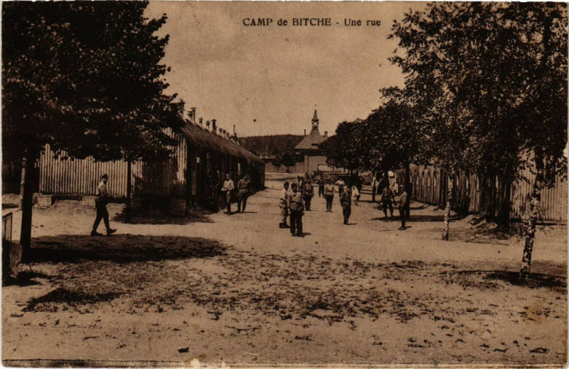 Carte postale ancienne Camp de Bitche - Une rue à Bitche